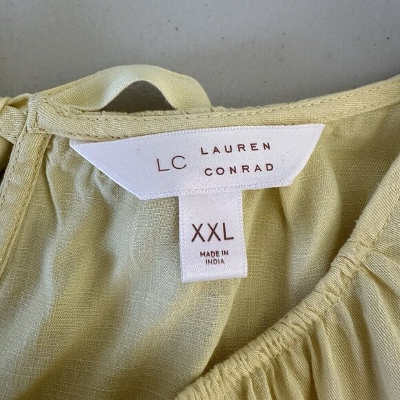Lauren Conrad Blouse Size XXL Yellow Eyelet Boho - Picture 7 of 11